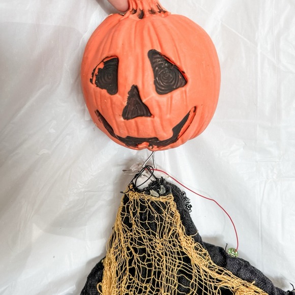 VTG Pumpkin Halloween‎ Pumpkin Ghost decor plastic 90's Spooky Skeleton - Picture 2 of 9